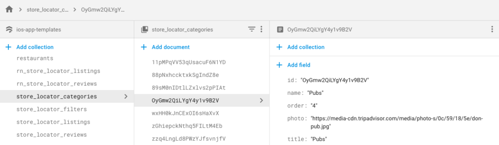 Store locator categories
