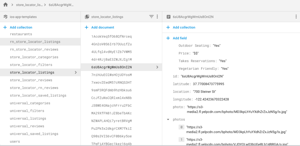 Store listings example 2