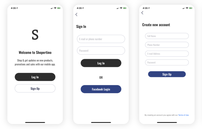 features mobile ecommerce app