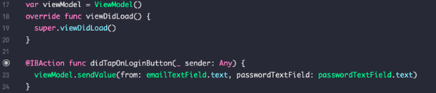 Sending data from View Controller to View Model