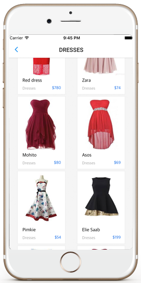ecommerce ios app template dresses shopping screen iphone