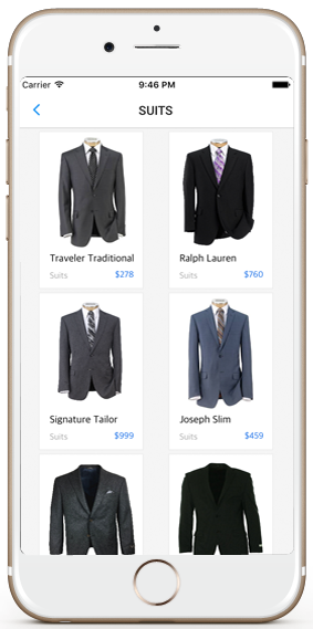 ecommerce ios app template suits screen iphone