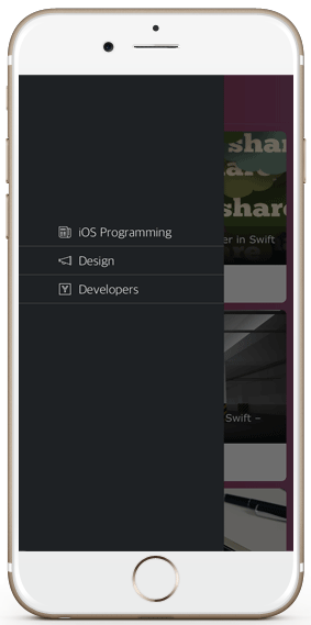 iphone wordpress blog posts native iOS app menu drawer