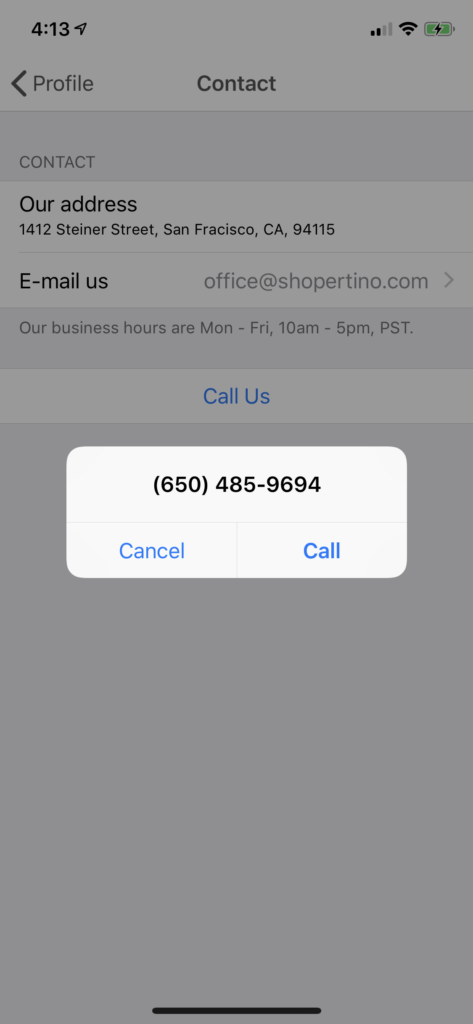 contact shopping app