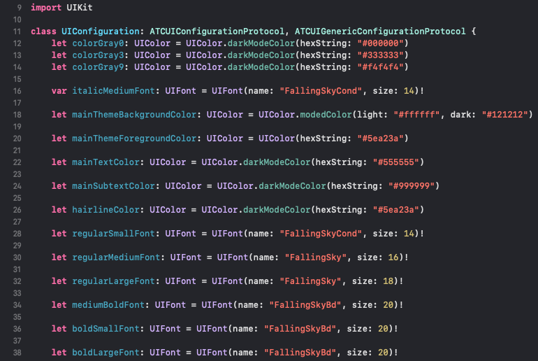 modular swift code theme color font restaurant app