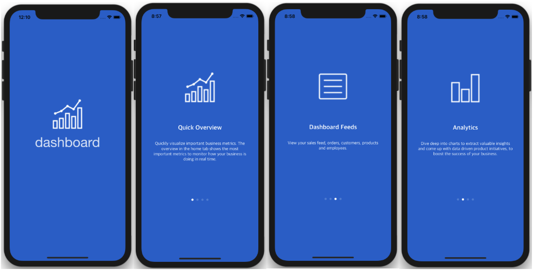 iOS Dashboard app template walkthrough analytics