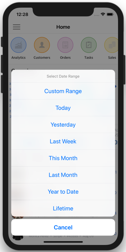 dashboard iphone app template date range selector swift
