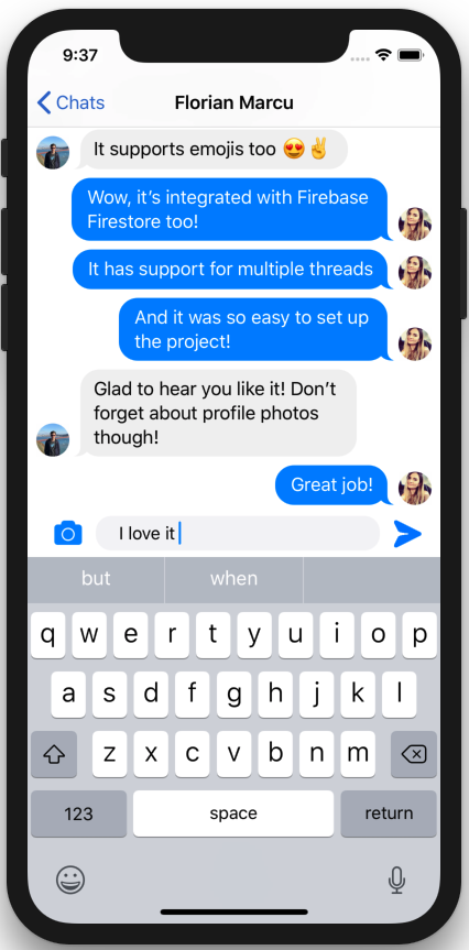 swift ios chat app room keyboard