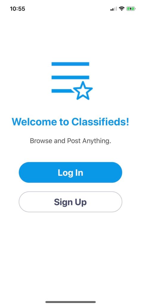 classifieds marketplace ios app template backend onboarding flow