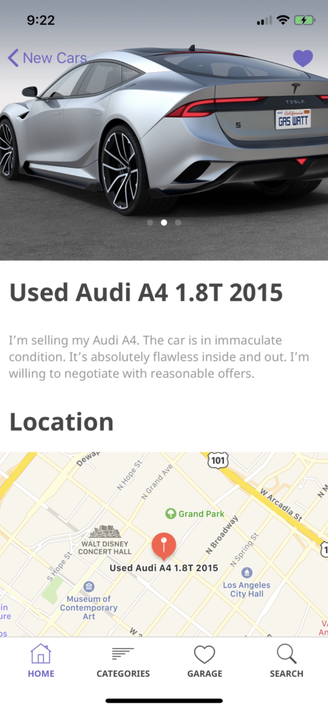 car dealership app template iOS Swift details