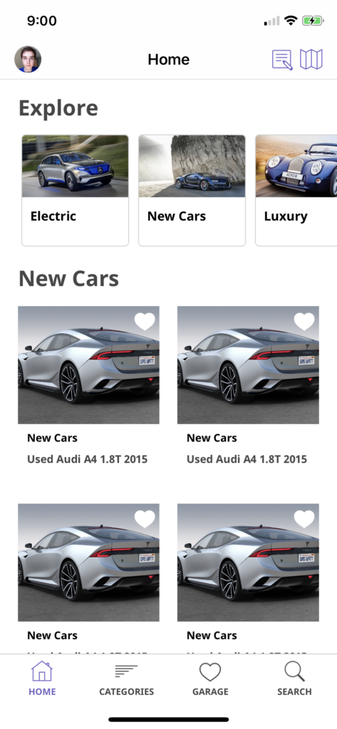 car dealership app template iOS Swift home