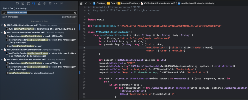 Update Server Key - iOS App Templates